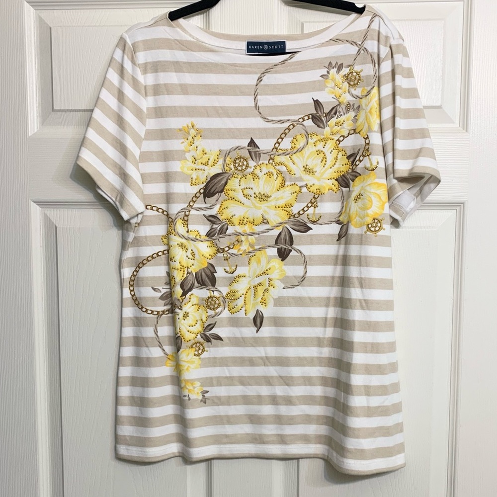 Karen Scott Women’s Floral Embellished Top